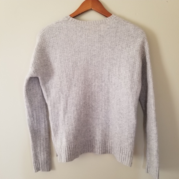Cynthia Rowley Cashmere 2ply 100% Wool Sweater Woven Heathered Grey Size Small - Picture 6 of 8